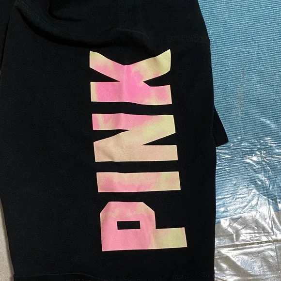 PINK Victoria's Secret Black Shorts with Pink Gradient Logo - Picture 3 of 4